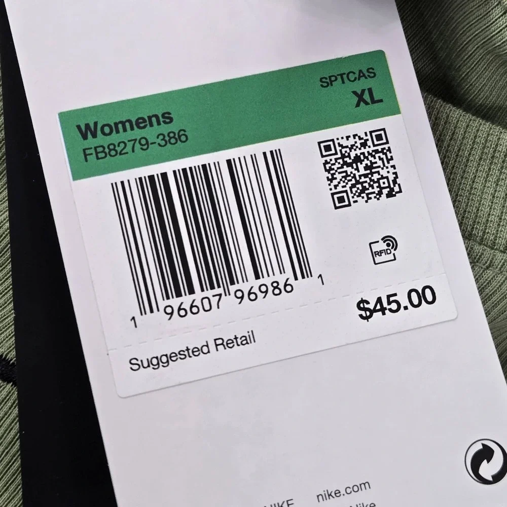 Nike Women Tank Top XL Green Activewear Logo Lifestyle Ribbed Crew Neck NWT‎